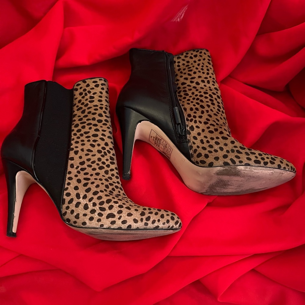 Leopard Print and Black Ankle Boots